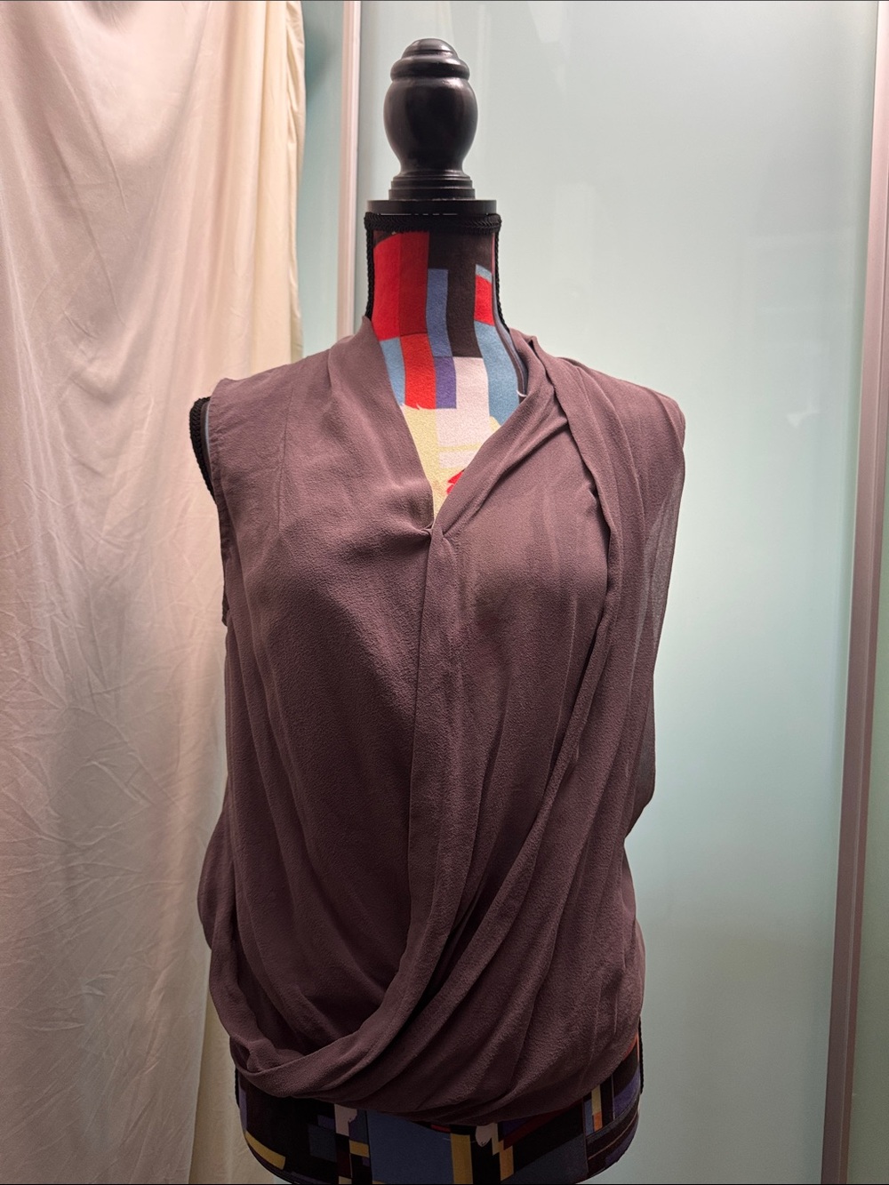 Babaton Mauve Draped Sleeveless Wrap Top